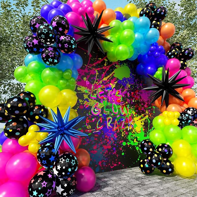 185Pcs Neon Balloons Arch Garland Kit by PTGOLUO