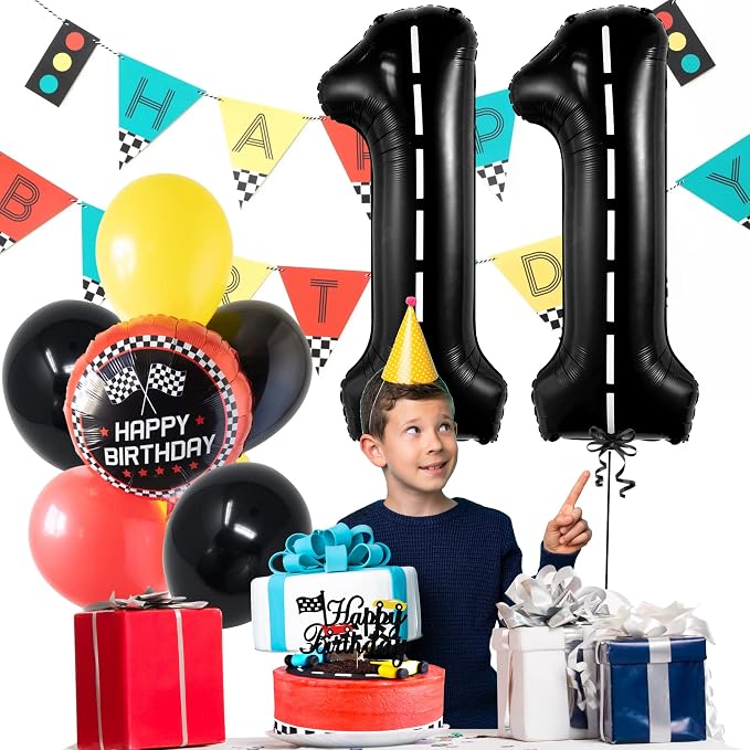 KatchOn Race Car Number 11 Balloon 40 Inch | Balloon Number 11 Black - Image 7
