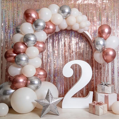 4 Packs Rose Gold Foil Fringe Curtain, Rose Gold Glitter Metallic Tinsel - Image 3