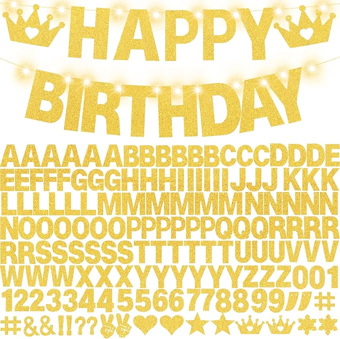175Pcs DIY Glitter Customizable Banner Kit Custom Banner Happy Birthday - Image 4