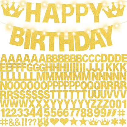 175Pcs DIY Glitter Customizable Banner Kit Custom Banner Happy Birthday - Image 4