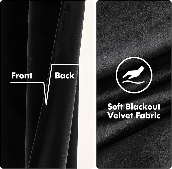 MIULEE Velvet Curtains Halloween Black 52 x 84 Inch Length Set of 2 | Grommet - Image 3