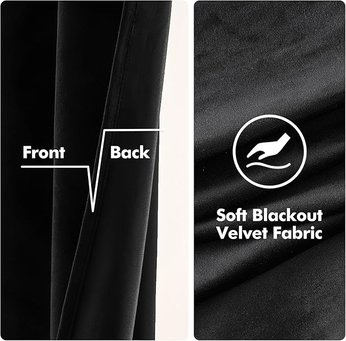 MIULEE Velvet Curtains Halloween Black 52 x 96 Inch Length Set of 2 | Grommet - Image 3