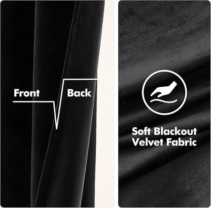 MIULEE Velvet Curtains Halloween Black 52 x 96 Inch Length Set of 2 | Grommet - Image 3