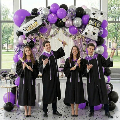 Purple Silver Black Graduation Balloons, - Image 5