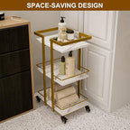 Paddie Esthetician Cart with Wheels, Salon Lash Spa Rolling Trolley Cart, White & Gold