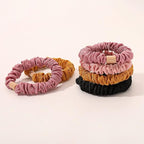 Silk Hair Ties Scrunchies - Small Mini Scrunchy for Women Thick Hair Accessories Cute Soft No Slip Hair Elastics Ponytail Holder for Curly Hair No Damage Hairties Gift for Girls
