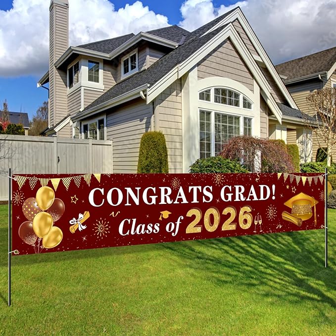 2026 Graduation Decorations Congrats Grad Class of 2026 Banner by Racenaf