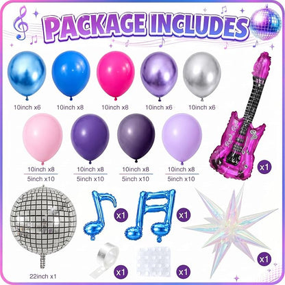 Kpop Music Balloon Garland Arch Kit, Pastel Hot Pink Metallic Blue Purple - Image 2