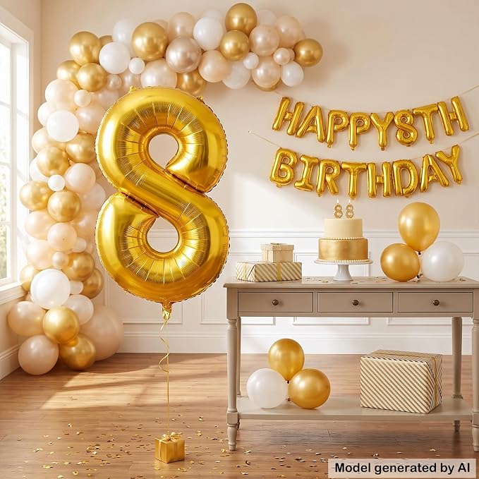 40 Inch Gold Number 8 Foil Balloon - Image 3