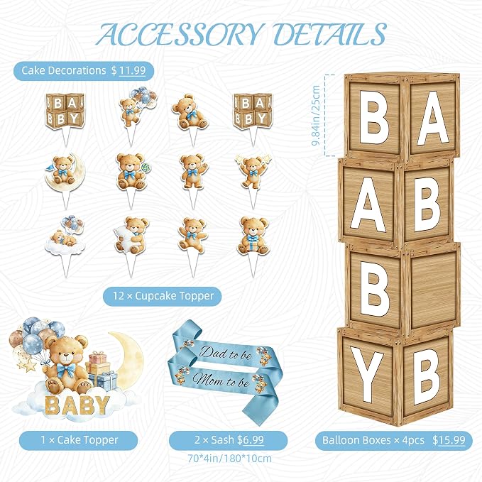 Bear Baby Shower Decorations We Can Bearly Wait Baby Shower Party Supplies - Image 3