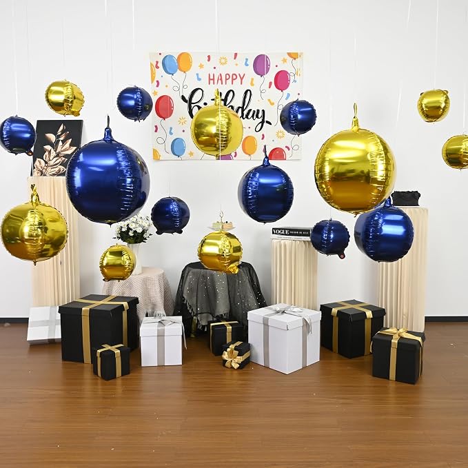 Navy Gold Round Foil Balloons - Image 4
