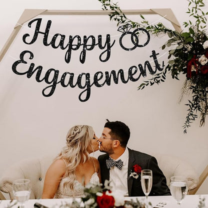 BEISHIDA Glitter Happy Engagement Banner-No DIY, Engagement Party Decorations - Image 4