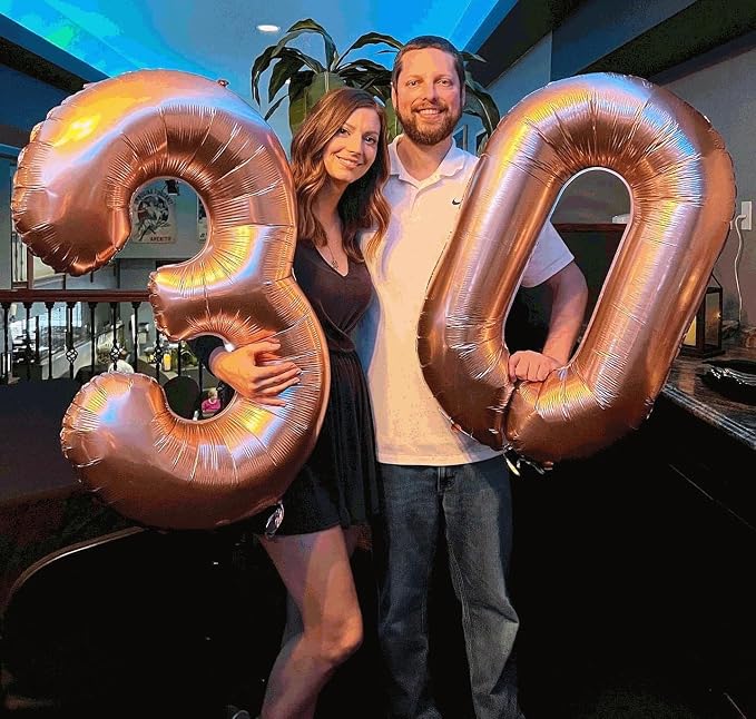 4 Balloon - Rose Gold Birthday Number Balloons, 40 Inch Party Decorations | - Image 8