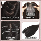 Hair Toppers for Women Real Human Hair, 360° 3D Human Hair Toppers for Women with Thinning Hair Upgrade Middle Part Clip in Bangs (Mocha Brown NEW, 18 Inch-3D-Side)