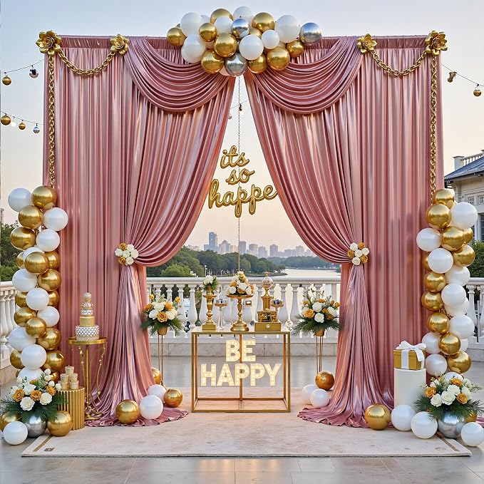 20x10FT Rose Gold Sequin Backdrop Curtain - Image 3