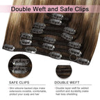 Pro2.0 Clip in Hair Extensions Real Human Hair 20inch 7pcs #3/8/22 Walnut Brown to Ash Brown and Golden Blonde Remy Real Human Hair Extensions Clip ins 120g Thick Double Weft（#3/8/22-20inch）
