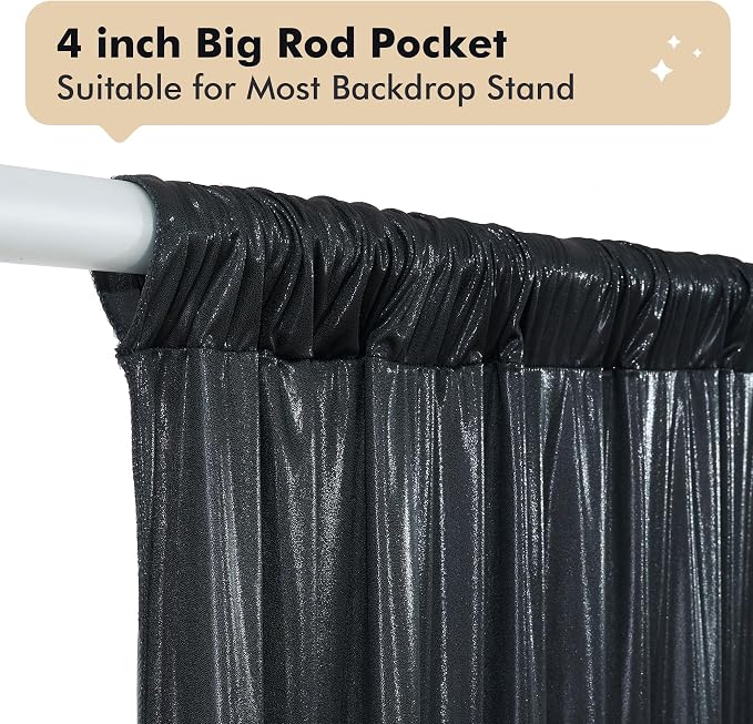 10ftx10ft Shimmer Black Sequin Backdrop Curtain - Image 7