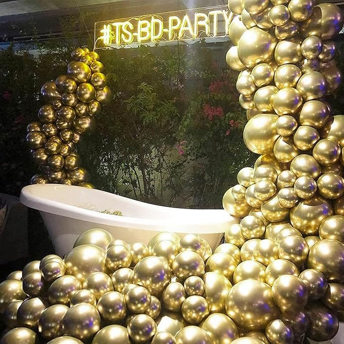 PartyWoo Gold Balloons 50pcs Gold Latex Helium Balloons 12 Inch | Birthday - Image 6