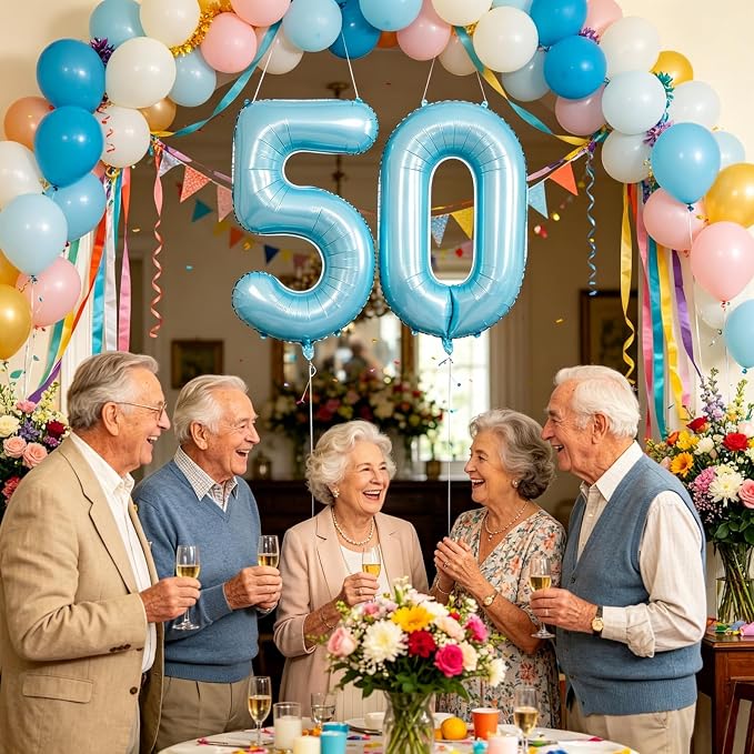 40 Inch Light Blue Number 0 Balloon | Suitable - Image 7
