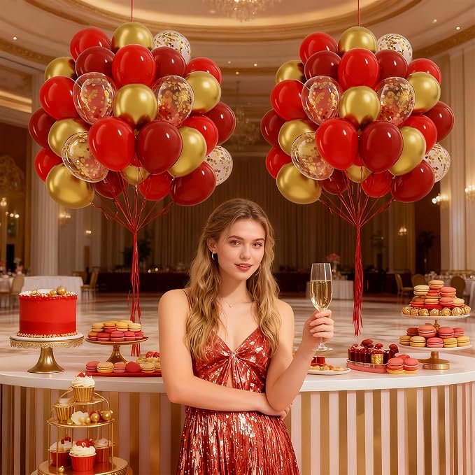 60pcs Red and Gold Balloons 12inch - Image 5