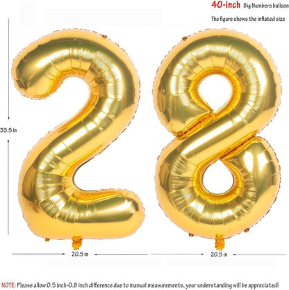 40 Inch gold Number Balloons 28 Helium Foil Mylar Balloon | Birthday Party - Image 2