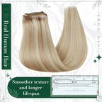 RUNATURE Clip in Hair Extensions Real Human Hair, Hair Extensions Clip ins Blonde, Straight Short Human Hair, Natural Looking, 10 Inch 50g 3pcs #18P60 Ash Blonde Highlights