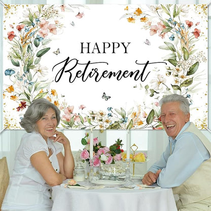 Avezano Happy Retirement Banner Wildflower Themed Happy Retirement Party - Image 3