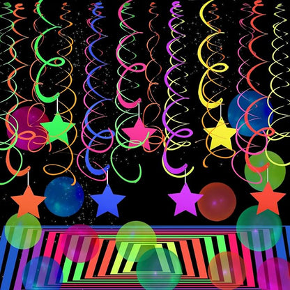 56 Pieces UV Hanging Swirls Decorations Paper Neon Streamer - Image 2