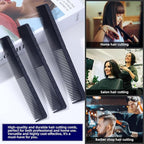 PERFEHAIR 2-Pack Professional Round Tooth Hair Cutting Comb - 7.4 Inch, Black Carbon Fiber Anti-Static & Heat Resistant, Durable Barber Combs with Fine & Wide Tooth for Precise Haircut for Men & Women