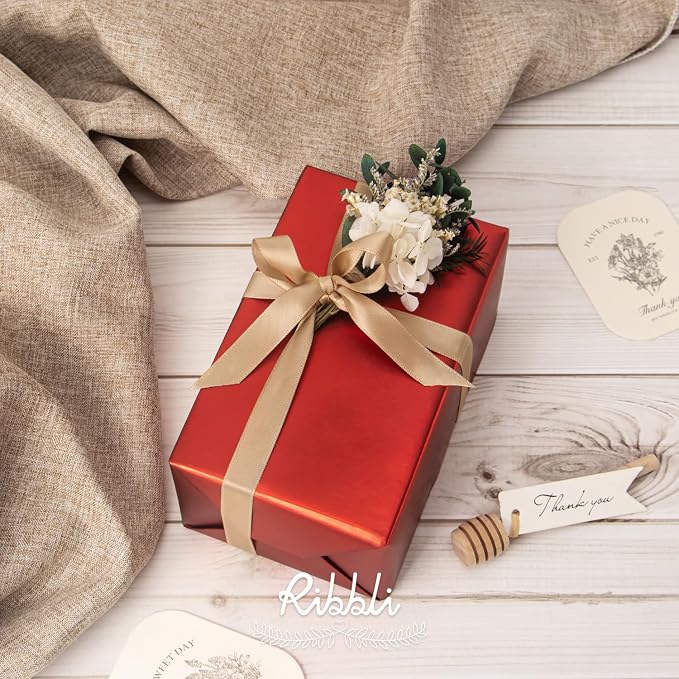 Ribbli Champagne Gold Satin Ribbon Double Faced Satin 1/2 inch x Continuous 50 - Image 2