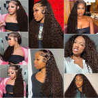 13x6 Deep Wave Lace Front Wigs Human Hair Chocolate Brown 210 Density HD Lace Front Wigs Human Hair Curly Wig Pre Plucked Human Hair Glueless Frontal Wigs with Baby Hair 32Inch