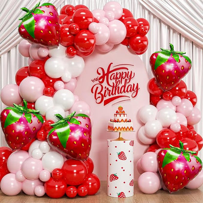 Strawberry Balloons Garland Arch Kit 153pcs by PTGOLUO