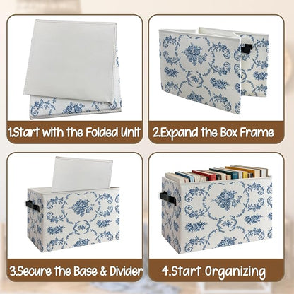Blue Floral Foldable Storage Bins Box - Image 4