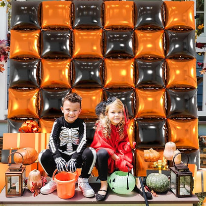 36pcs Black & Orange Square Foil Balloons Kit - Image 5
