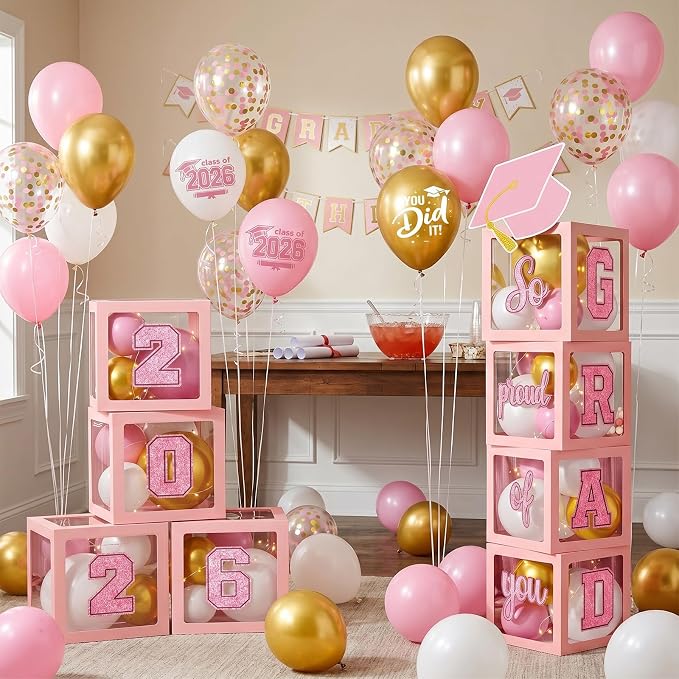 Graduation Decorations Class of 2026-Pink and Gold Graduation Party - Image 7