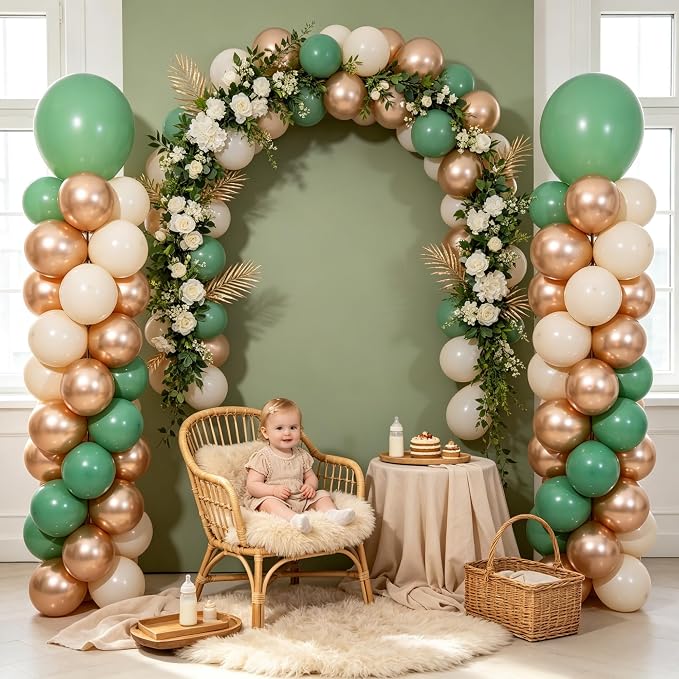 2 Sets Sage Green Champagne Sand White Balloon Column Kit - Image 4