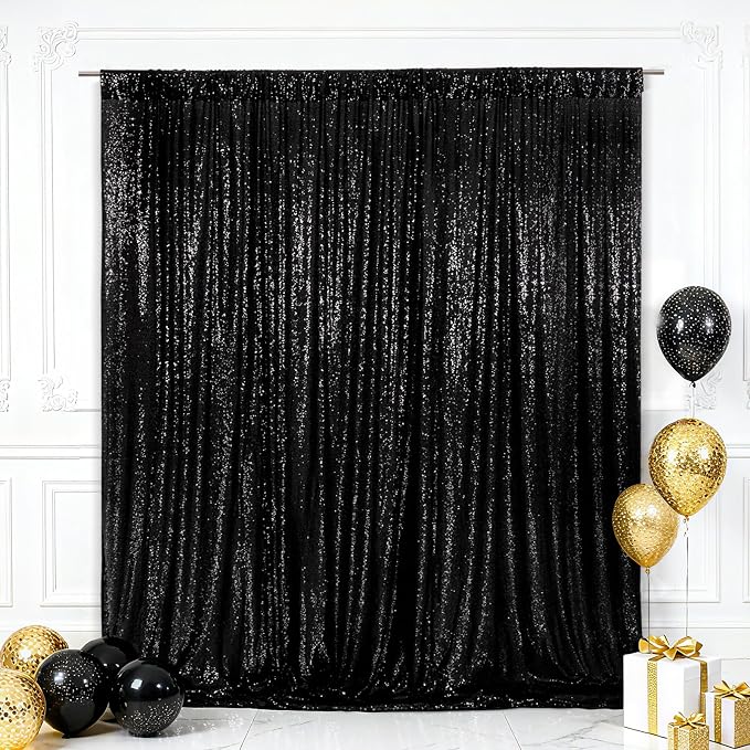 Eternal Beauty Black 3mm Sequin Backdrop 6x8 Ft by EternalBeauty