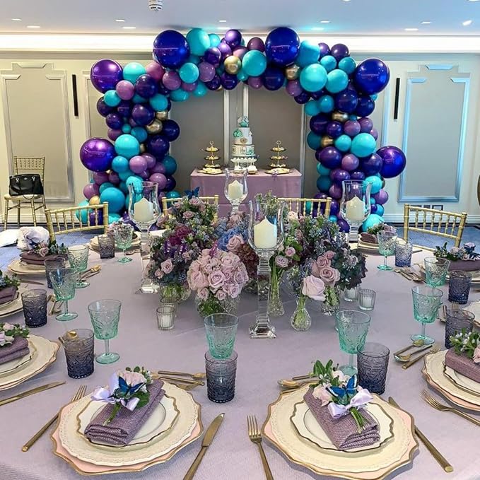 Black Purple Teal Blue Balloons, 12 Inch Metallic Blue Purple Teal Blue - Image 6