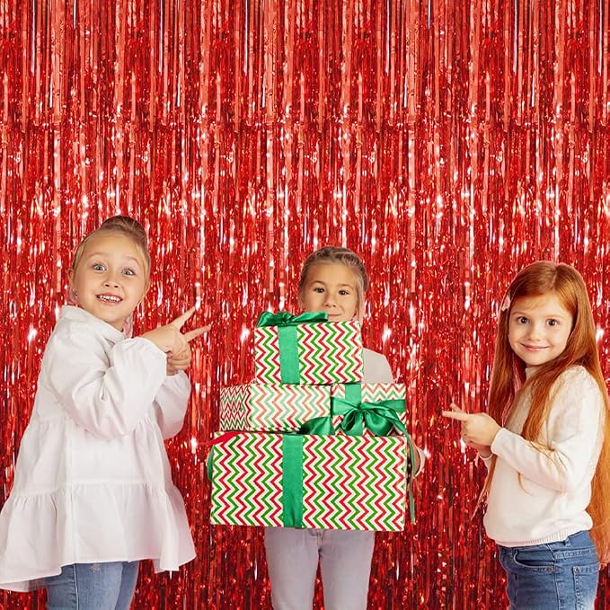 GOER 3.2 ft x 9.8 ft Metallic Tinsel Foil Fringe Curtains Party Photo Backdrop - Image 5
