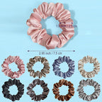 Hair Scrunchies Silk Satin, 8 Pcs Hair Ties for Women, No-slip Hair Accessories, Girls Elastic Hair Bands Set, Hair Scrunchy for Thin & Thick Hair, Ponytail Holder for Straight & Curly Hair