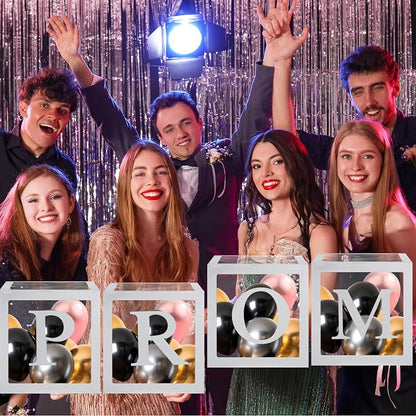 4 Pcs Prom Boxes with Letters 11.8 x 11.8 x 11.8 Inch Clear Balloon Boxes - Image 4