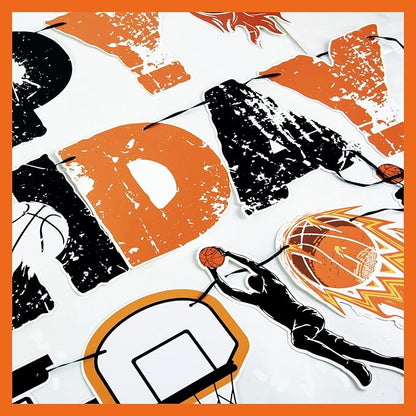 SUNBEAUTY Basketball Happy Birthday Banner Basket Ball Themed Party Decorations - Image 4