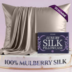 DECOLURE 100% Pure Mulberry Silk Pillow Case Standard Size – High Grade 30 Momme 6A+, Luxuriously Soft & Cooling Silk Pillowcase for Hair & Skin, Hypoallergenic, Breathable, Hidden Zipper (Champagne)