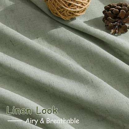 Desert Sage Linen Curtains for Living Room 100 Inches Long Light Filtering Semi - Image 4
