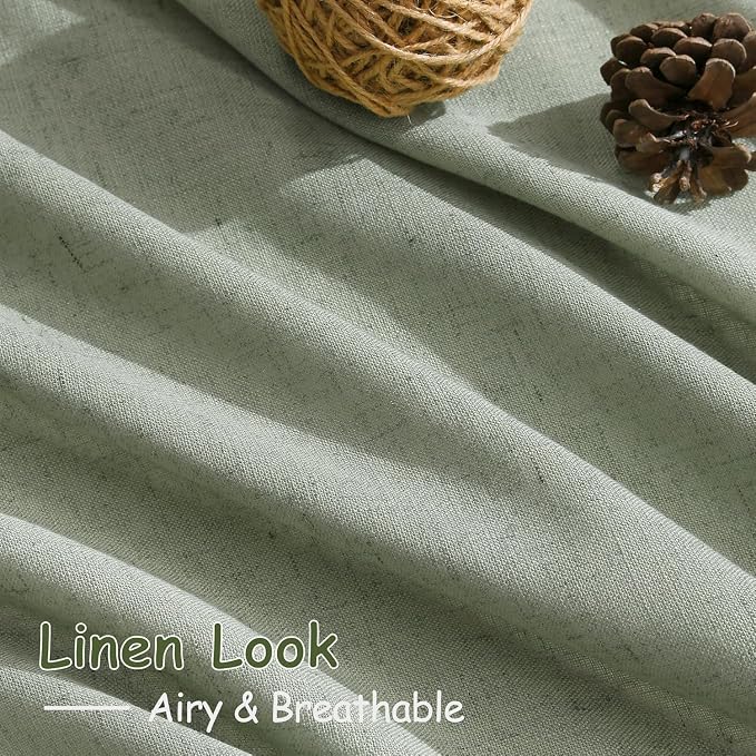 Desert Sage Linen Curtains for Living Room 105 Inches Long Light Filtering Semi - Image 4