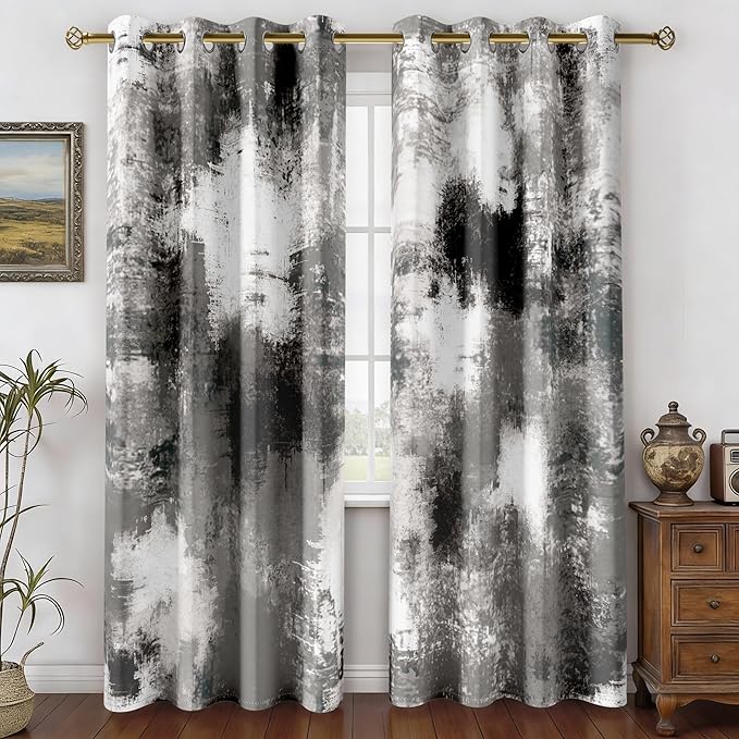Asuexpect Black Grey Abstract Curtains 2 Panels Abstract Rust Curtain Room by Asuexpect