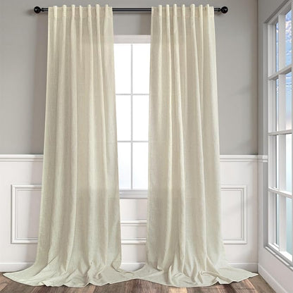 Pitalk Birch Beige Linen Semi Sheer Curtains 84 Inches Long by Pitalk