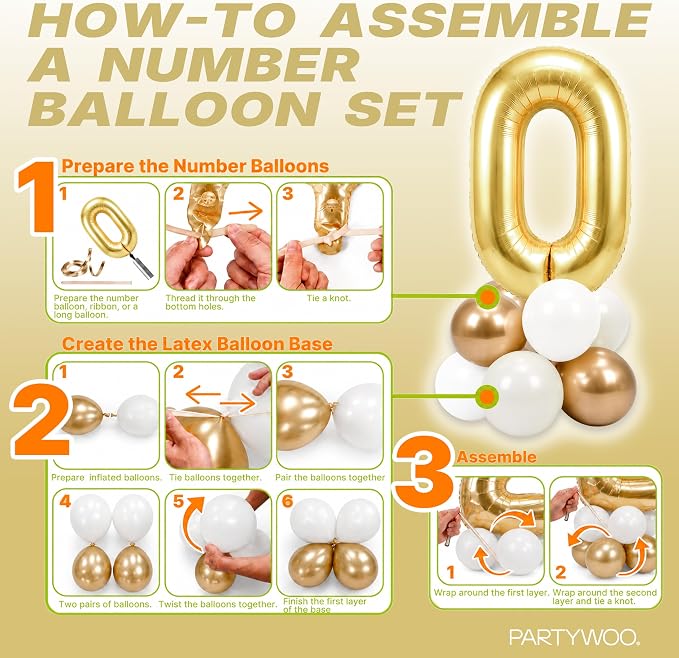 PartyWoo Number Balloons 40 Inch Gold Number 30 Kit 33pcs - Image 7
