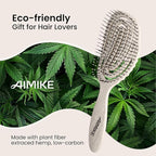 AIMIKE Hemp-Relax Detangler Hair Brush, Eco-Friendly Detangling Brush for Wavy Straight Hair, Vented Hairbrush w/Soft Bristles, Glide Through Tangles with Ease for Women, Kids, Wet & Dry Hair